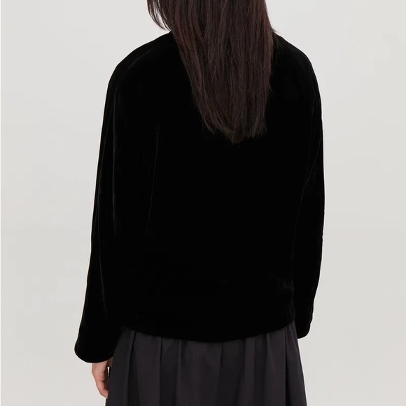 COS Black Plush Velvet Zip-Up Bomber Jacket Cardigan - Small - Picture 4 of 8